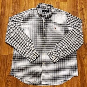 Polo Ralph Lauren Shirt Men XL Blue Plaid Flannel Button Down Oxford Preppy‎
